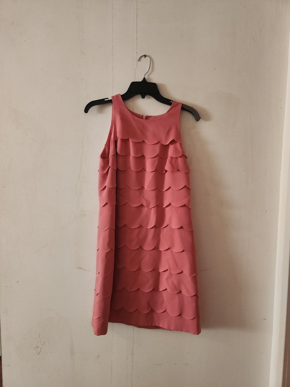 White House Black Market Pink Scalloped Tier Shift Dress